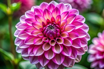 Macro Photography: Vibrant Pink and White Dahlia Bloom in Backyard Garden