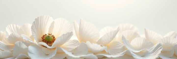 Obraz premium A single white bloom of poppy nestled among soft petals, isolated, white, peaceful