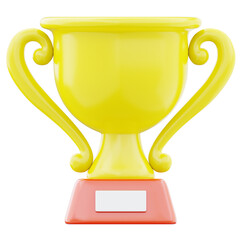 Champion trophy for achievement and sports competition awards icon illustration. Concept of victory trophy in sports event 3d render illustration image