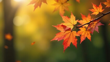 Obraz premium Small fresh maple leaves attached to a twig on an oak tree, tree, branches