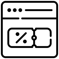 online shopping discount coupon webpage simple line icon