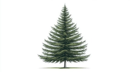 Vector art of a spruce tree with detailed branches, isolated on a crisp white background.