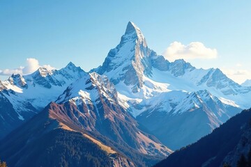 Obraz premium Mountain range with snow-capped peaks in the background, snowy peak, alps, landscape