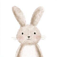 Fototapeta premium Cute watercolor illustration of rabbit with long ears and friendly expression, perfect for childrens decor or animal themed designs