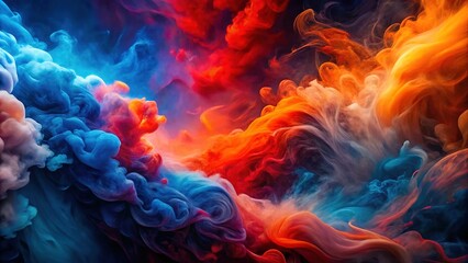 Obraz premium Vibrant Abstract Smoke Wave Background - Red, Blue, Orange, Purple