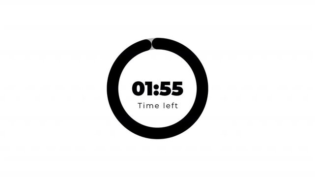     Circle countdown timer two minute animation from 120 to 0 seconds on transparent background ,120 second countdown timer, Countdown video