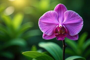 lush greenery surrounds the majestic purple orchid, orchids, gardens, blossoms