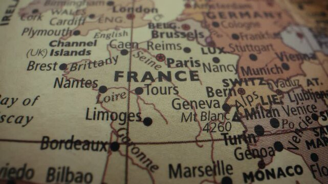 Vintage map of France.