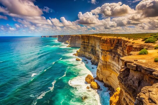 Majestic Nullarbor Cliffs & Great Australian Bight Coastal Landscape - Stunning Ocean View