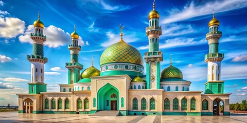 Majestic Pavlodar Mosque: Architectural Detail Stock Photo