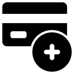 Obraz premium add credit card payment plus online shopping solid glyph icon