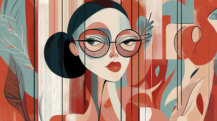 Abstract Woman In Oversized Glasses Illustration Geometric