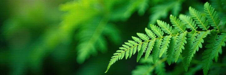 Delicate green fronds intertwined with small white blooms, leaves, ferns