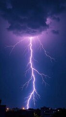 Lightning illuminates a dark stormy sky at dusk, electric flash, lightning stormy weather, stormy cloud