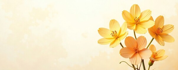 Isolated yellow apricot flowers against a white, pastel, flowers, texture