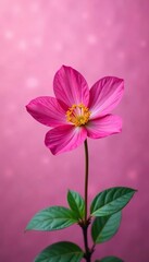 Fototapeta premium Magenta blossom in full color against a soft pink background with gentle ripples, garden, nature
