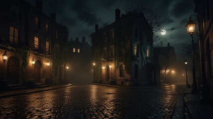 Noir Image Dark Mysterious City Village Anime Game Scene