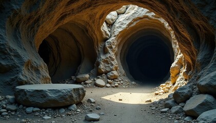 Desolate cave entrance with ancient stone pedestal, #abandonedsite, #stonepedestal