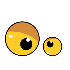 Cartoon cute eyes of a creature  animal or a cat  scared or amazed emotion