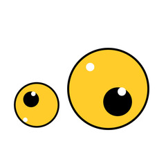 Cartoon cute eyes of a creature  animal or a cat  scared or amazed emotion