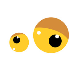 Cartoon cute eyes of a creature  animal or a cat  scared or amazed emotion