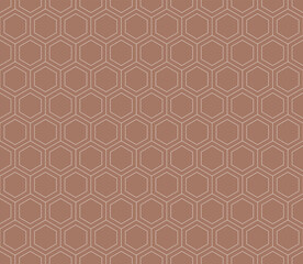 Seamless mocha brown subtle hexagons pattern vector