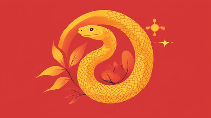 Fototapeta premium Welcome the Year of the Snake 2025 this Chinese New Year with glowing lanterns, symbols of wisdom, prosperity, and new beginnings. Let the snake’s energy guide you to success, wealth, and happiness. 