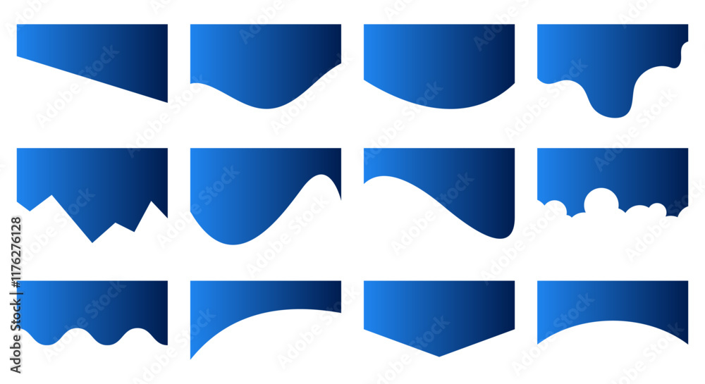 Wall mural set of template dividers shapes for website. curve lines, drops, wave collection of design element f
