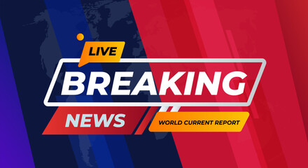 Breaking News background template for television with red and blue background,earth background,tv news broadcast.Vector design. Multimedia.Technology