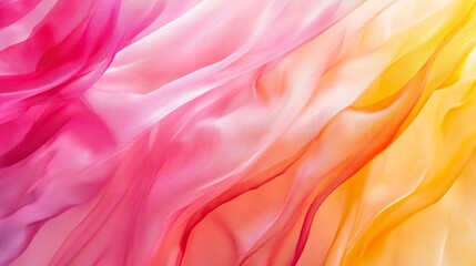 Obraz premium Elegant Flowing Fabric with Soft Pink, Orange, and Yellow Hues, Creating a Dreamy and Romantic Atmosphere Ideal for Backgrounds and Textures in Creative Projects