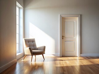 Minimalist Interior: Single Chair & Closed Door - Perfect for Text Overlay