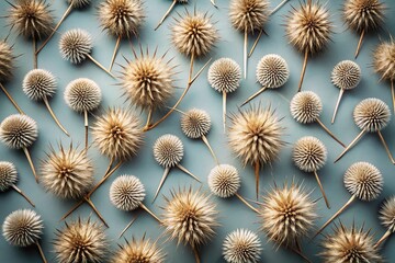 Minimalist Plume Thistle Geometric Pattern - Abstract Botanical Art Print