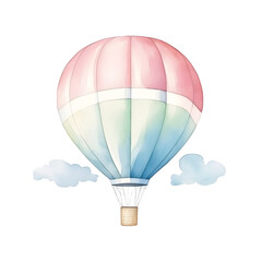 Colorful Minimalist Watercolor of a Solitary Hot Air Balloon Floating in the Sky