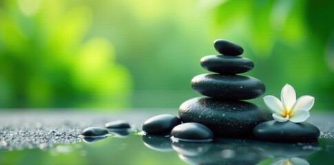 Soothing massage with stones on a peaceful background, relaxation, spa