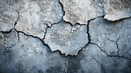 Obraz premium Cracked concrete texture, grey and weathered. Ideal for backgrounds, grunge designs, or showing decay.
