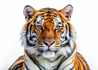 Minimalist Tiger Isolated on White Background - Wildlife Stock Photo