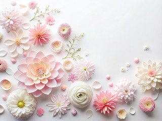 Modern Minimalist White Background Product Photography with Flower Shapes and Copy Space - Perfect for Branding