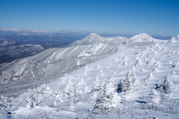 Obraz premium 雪山の景色と八ヶ岳ブルー スノーモンスター