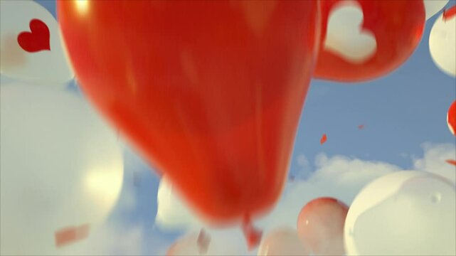 Hearts ballons for Valentine's day Greeting love video. Romantic animation on for Valentine's day, St. Valentines Day, Mother's day, Wedding anniversary invitation e-card HD
