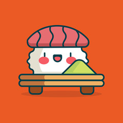 Sushi Mascot Cartoon Vector Art, Illustration and Graphic