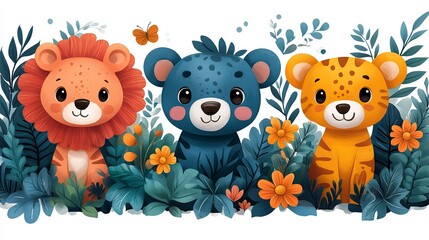 Naklejka premium background,plant and cute animals,chase,imore detailed,cartoon,illustration --ar 16:9 --stylize 1000 --v 6.1 Job ID: bd8f5e2f-2161-44c9-8a68-2f84108ba4e5