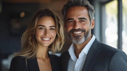Professional Partners: Business Duo Smiling Together at the Office