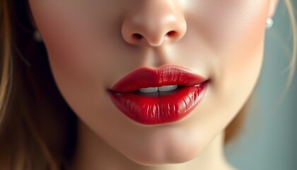 Obraz premium Delicate Allure: A Close-Up of Relaxed, Slightly Parted Lips
