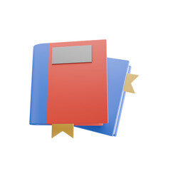 3d render of red and blue book with bookmark 