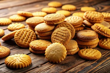 Panoramic View of Delicious Vanilla Cookies, Sweet Treats, Baking, Dessert, Food Photography
