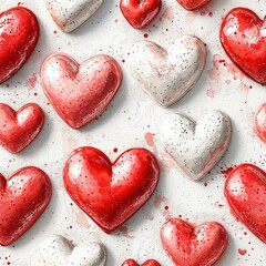 Obraz premium A delightful arrangement of hearts in vibrant red and soft white, capturing the essence of love and affection, suitable for romantic events or festive decorations during any season.
