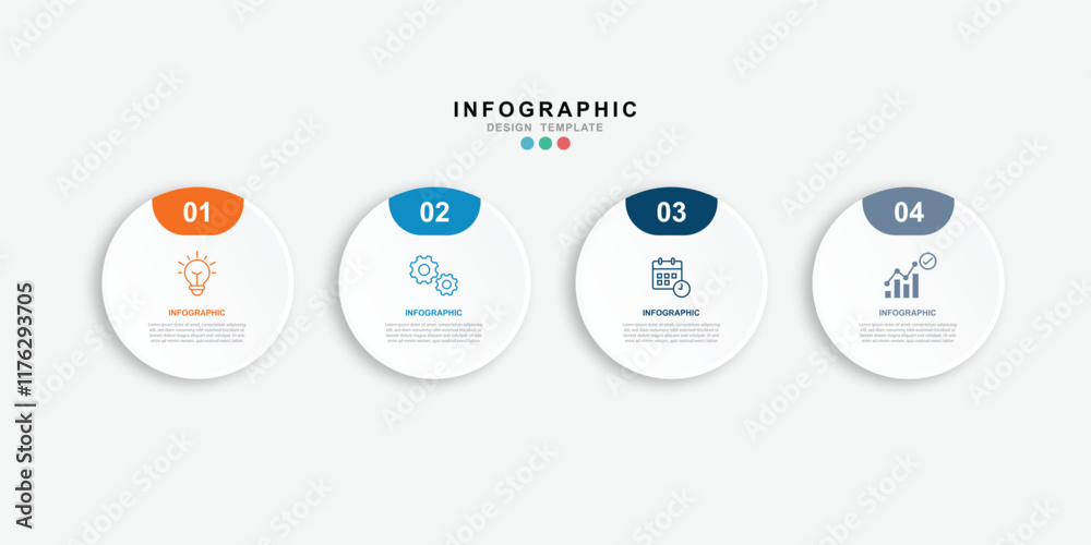 Aufkleber infographic 4 options design elements for your business data. vector illustration.