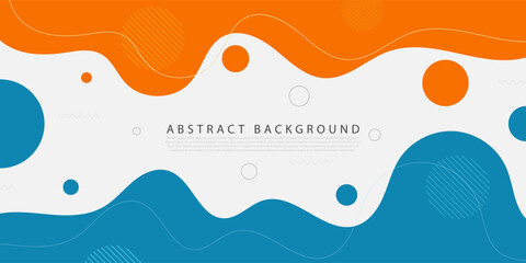 Orange and blue geometric business fluid design. Creative banner design with wave shapes and lines for template. Simple design on white horizontal banner. Eps10 vector
