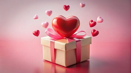 Pastel Pink Valentine's Day Gift Box with Red Heart - Holiday Craft