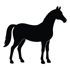A simple standing horse silhouette with minimal details, vector art